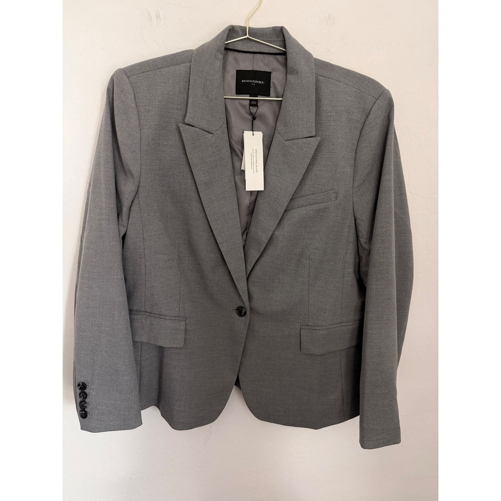 Banana Republic Gray Stretch Twill Blazer Jacket Womens Size 18 NWT Workwear